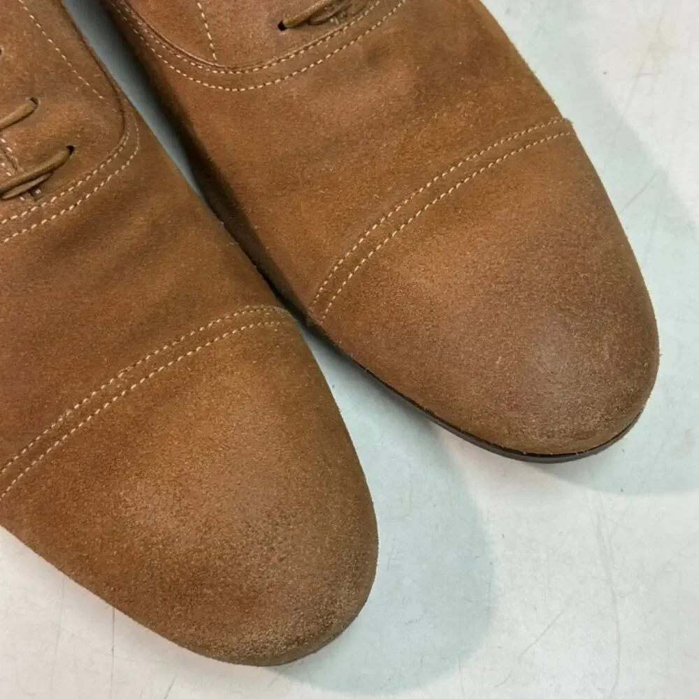 VGUC Paul Smith Tan Cap Toe Oxford Snuff Suede Made in Spain UK 8 / US 9